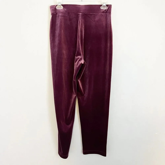 Loft Womens Maroon Velvet Ankle Pants Small High Rise Straight Pull On NWT - Picture 3 of 9